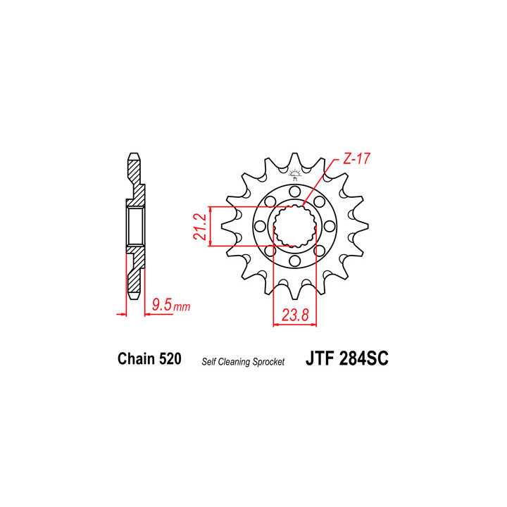 Pignon JT acier anti-boue type 284 pas 520 13 dents HONDA CR 250 98-08