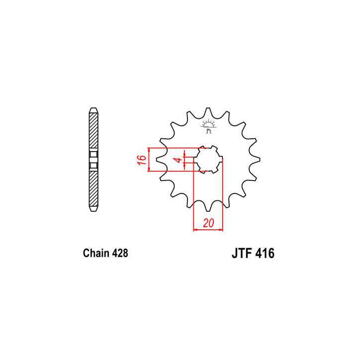 Pignon JT acier type 416 pas 428 13 dents SUZUKI RM-85 04-18