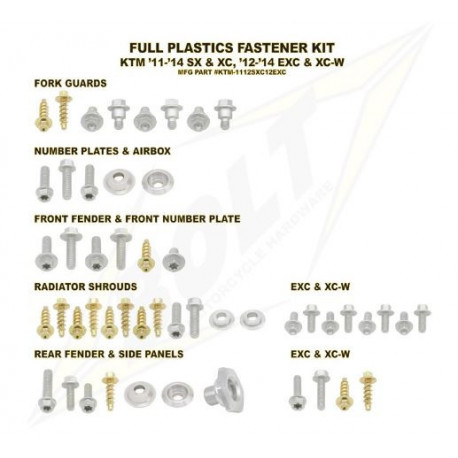 Kit vis complet de plastiques Bolt KTM SX 11-15