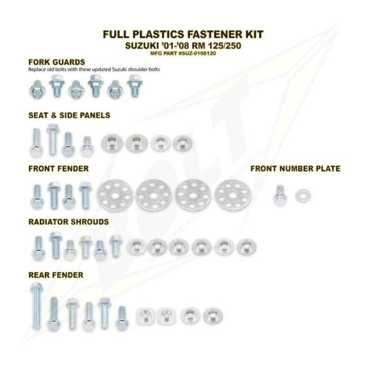 Kit vis complet de plastiques Bolt Suzuki RM125-250 01-08