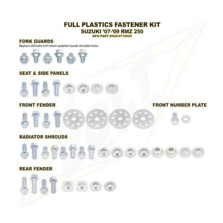 Kit vis complet de plastiques Bolt Suzuki RM-Z250 07-09
