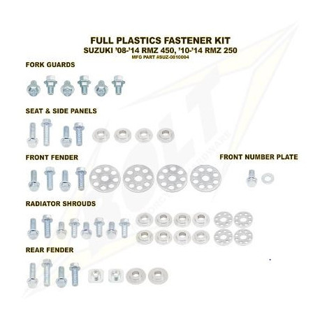 Kit vis complet de plastiques Bolt Suzuki RM-Z 250 10-18