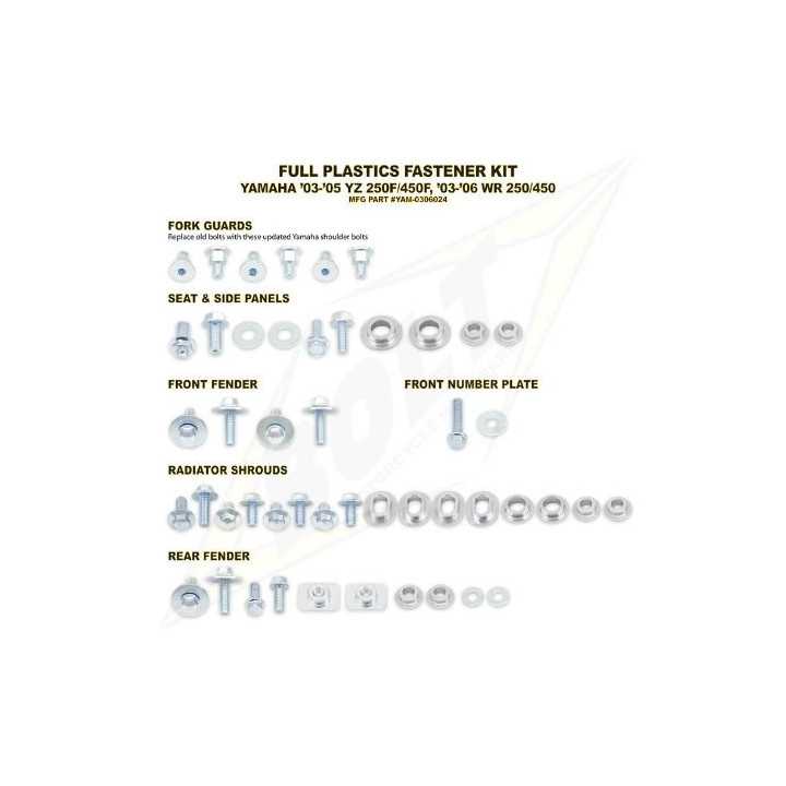 Kit vis complet de plastiques Bolt Yamaha YZ250450F 03-05