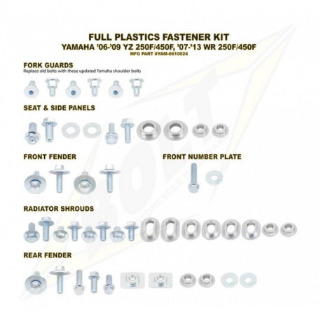 Kit vis complet de plastiques Bolt Yamaha YZ250450F 06-09