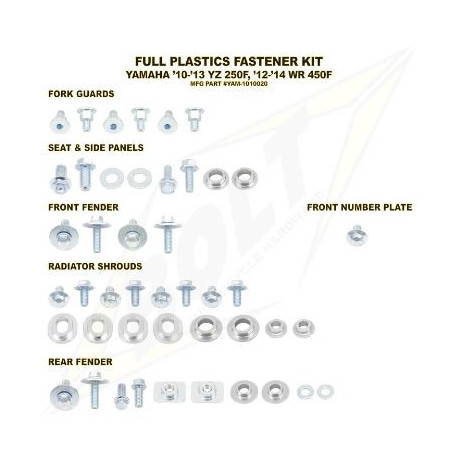 Kit vis complet de plastiques Bolt Yamaha WR450F 12-18