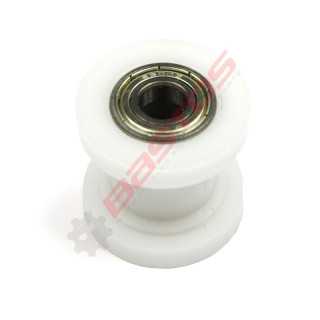 ROULETTE TENDEUR DE CHAINE TÉFLON SUR ROULEMENT AXE 8 MM BLANCHE BASTOS 125 140 150