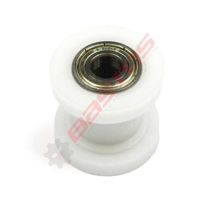ROULETTE TENDEUR DE CHAINE TÉFLON SUR ROULEMENT AXE 8 MM BLANCHE BASTOS 125 140 150