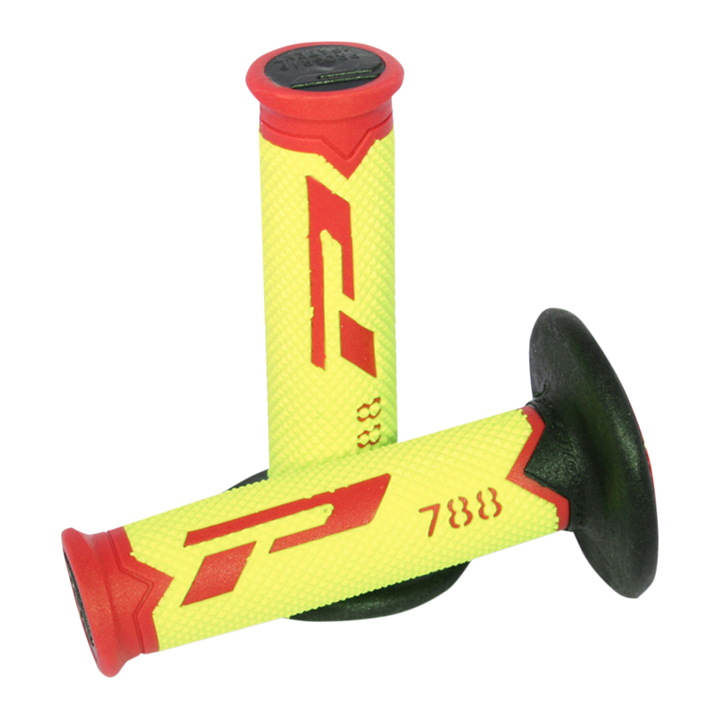 Poignées cross triple densité PROGRIP 788 JAUNE ROUGE