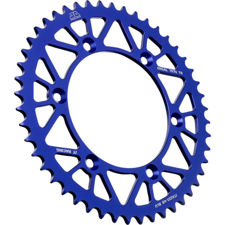 Couronne JT SPROCKETS 48 dents alu bleu ultra-light anti-boue pas 520 type 251 YAMAHA YZF 250 2001-04