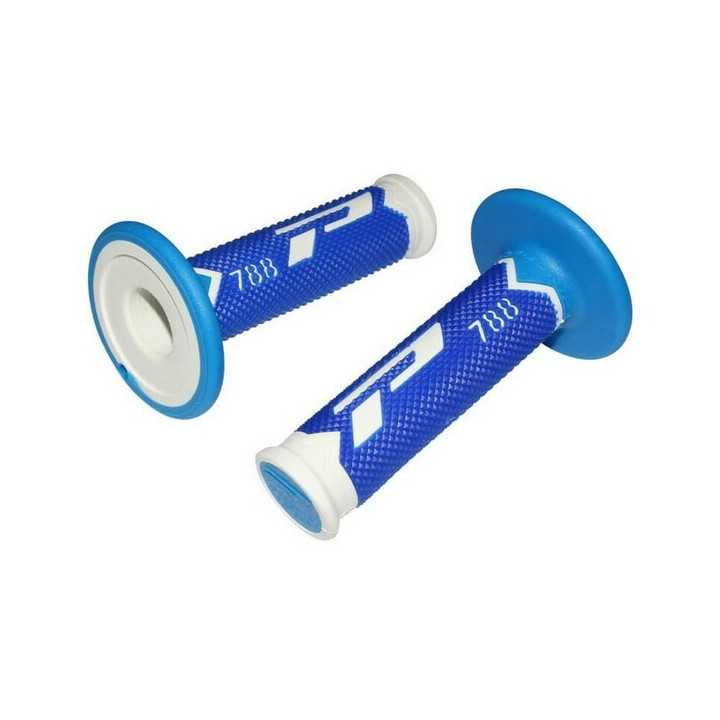 POIGNEES CROSS DOUBLE DENSITEE 788 PROGRIP BLANC BLEU