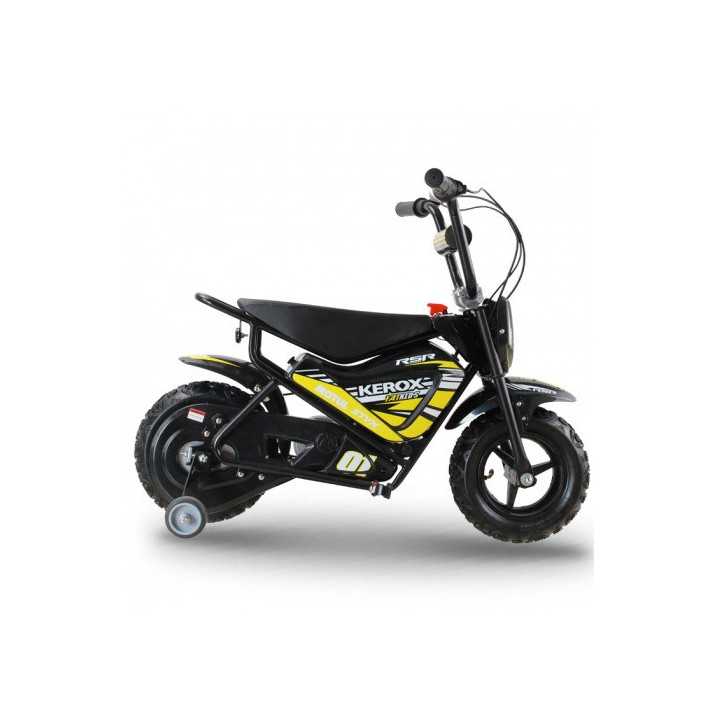 MOTO ELECTRIQUE ENFANT PIT DIRT BIKE KEROX 250W E-FAT KIDS JAUNE