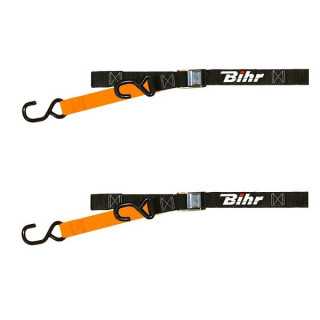 SANGLES FIXATION MOTO BIHR BICOLORE NOIR/ORANGE 38mm