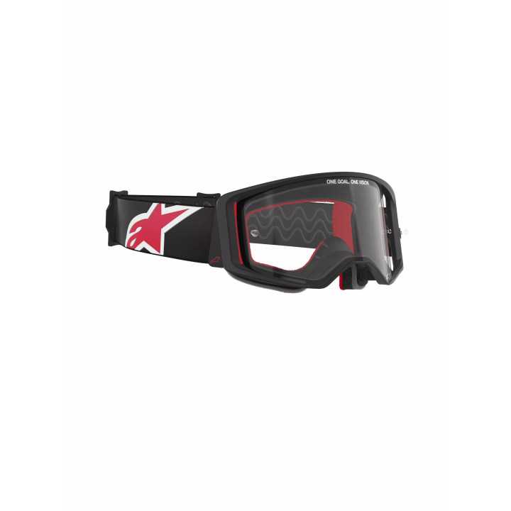 MASQUE LUNETTES Alpinestars Supertech Corp rouge noir avec verre Vision en ABS