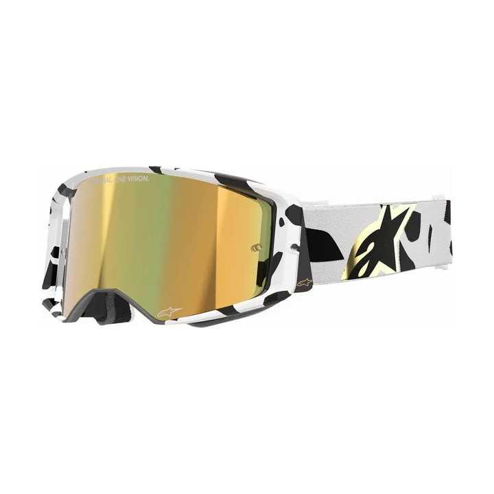 MASQUE LUNETTES Alpinestars Supertech Corp noir blanc ECRAN IRIDIUM or