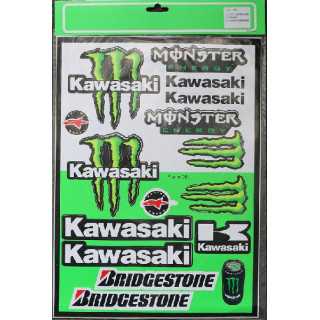PLANCHE 40 cm X29 cm STICKERS AUTOCOLLANT KIT PLANO KAWASAKI MONSTER