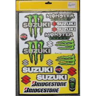 PLANCHE 40 cm X 29 cm STICKERS AUTOCOLLANT KIT PLANO SUZUKI MONSTER