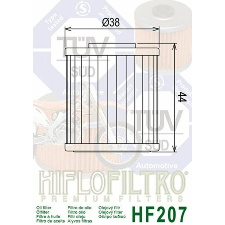 FILTRE A HUILE KXF 250 2004-26 ET 450 2016-26 HF207 HIFLOFILTRO