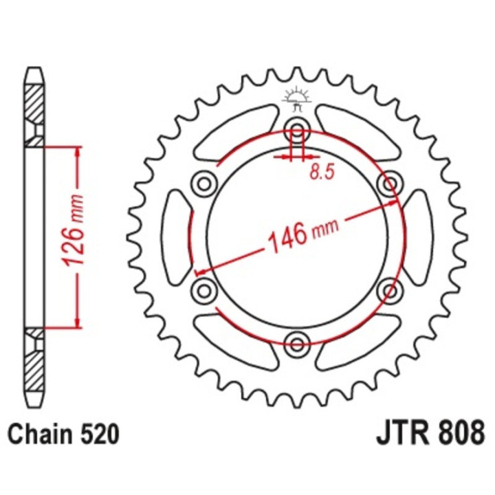 Couronne JT SPROCKETS 49 dents acier pas 520 type 808 Suzuki RMZ-250 2010-22