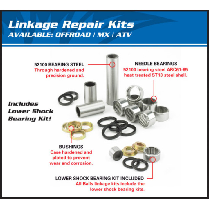 KIT ROULEMENTS DE BIELLETTES SUSPENSION ALL BALLS YAMAHA YZ 125 - 250 2006-25