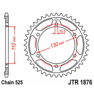 COURONNE JT ACIER STANDARD TYPE 1876 PAS 525 45 DENTS YAMAHA MT-07 2014-2024