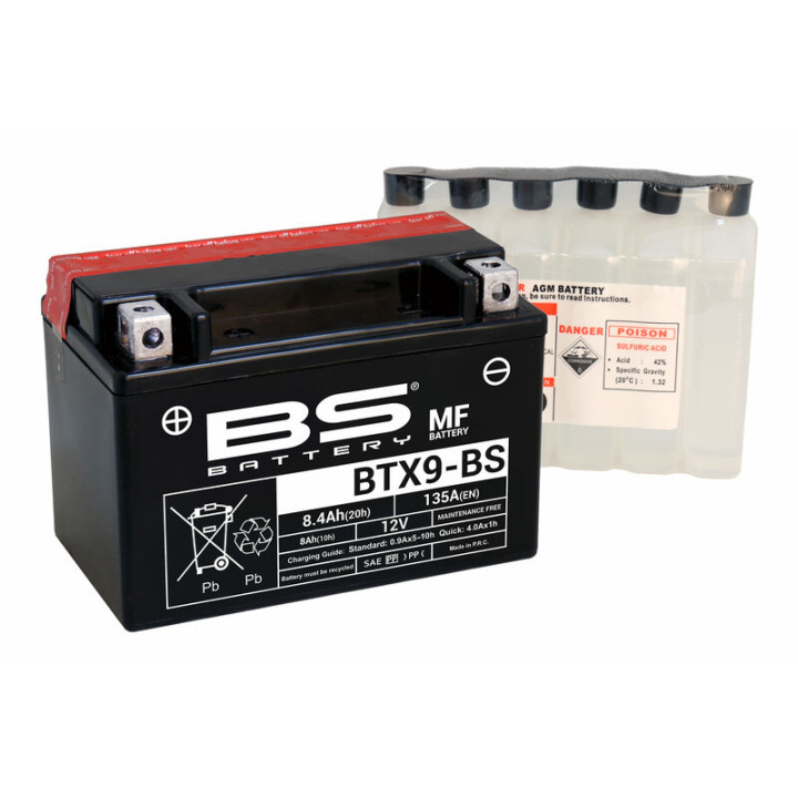 BATTERIE BS sans entretien avec pack acide - BTX9-BS KAWASAKI Z900