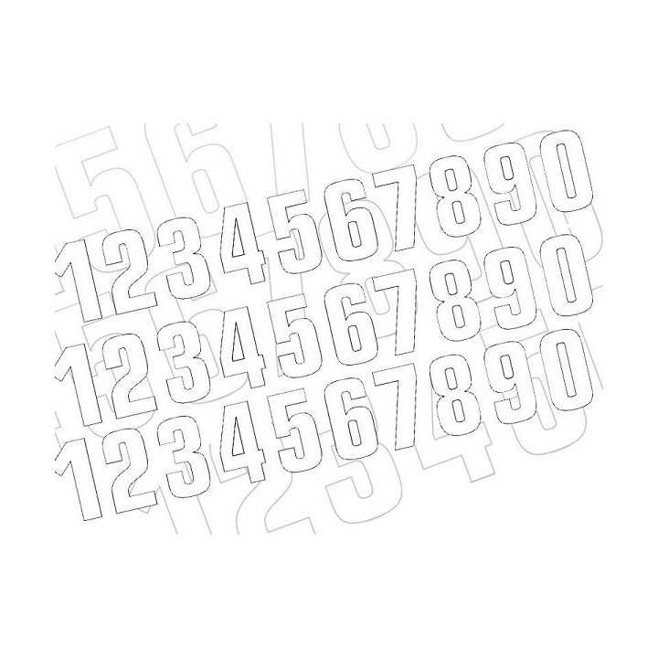 NUMERO DE COURSE BLANC BLACKBIRD - JEU DE 3 NUMEROS 16X7,5CM