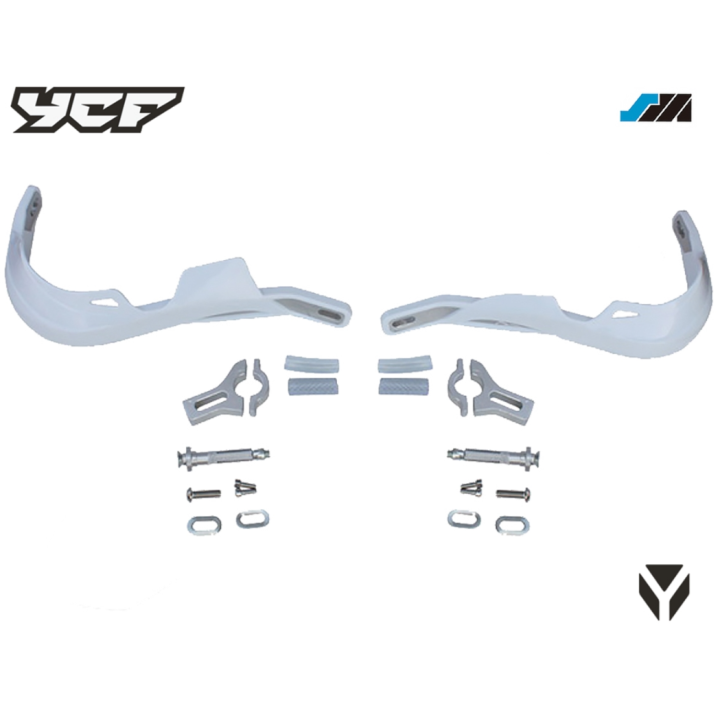 PAIRE DE PROTEGES MAINS YCF ENDURO SUPERMOTARD BLANCHE POUR GUIDON  22.2 ET 28.6mm