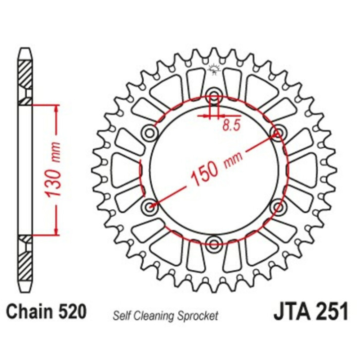COURONNE JT SPROCKETS ALU STANDARD YAMAHA - 520 - 51 DENTS