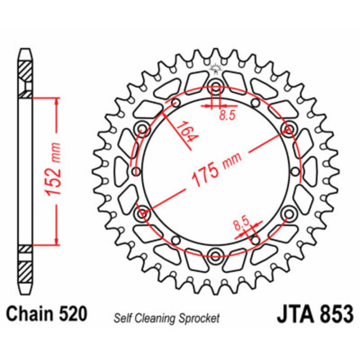 COURONNE JT SPROCKETS ALU STANDARD YAMAHA - 520 - 52 DENTS