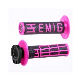 POIGNEES LOCK-ON-ODI EMIG VERSION FLUO V2 NOIR/BLEU SEMI-GAUFRE 2 TEMPS 