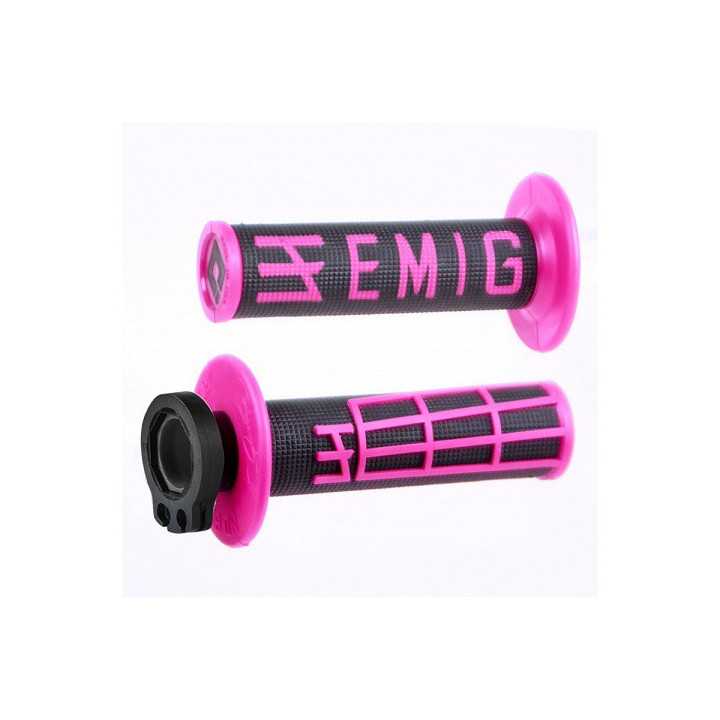 POIGNEES LOCK-ON-ODI EMIG VERSION FLUO V2 NOIR/BLEU SEMI-GAUFRE 2 TEMPS 