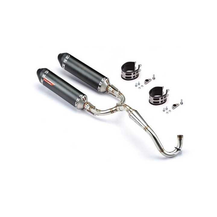 LIGNE COMPLETE POT D'ECHAPPEMENT YCF FACTORY INOX DOUBLE SORTIE BLACK EDITION